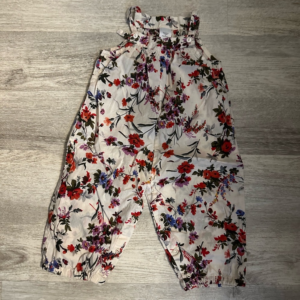 Floral Kids Jumpsuit - Red, Purple, Black